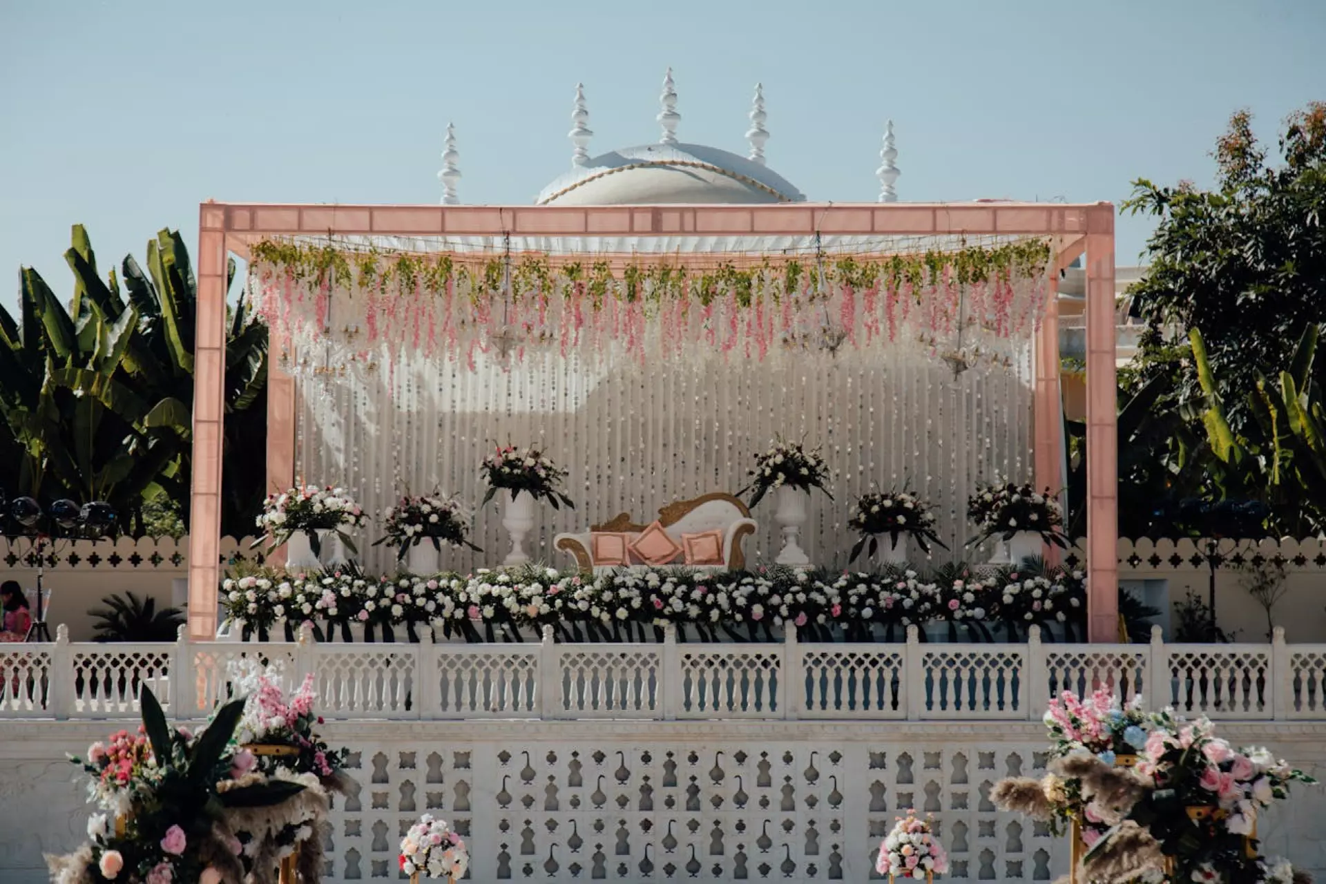 Fresh flowers for wedding mandap decoration
