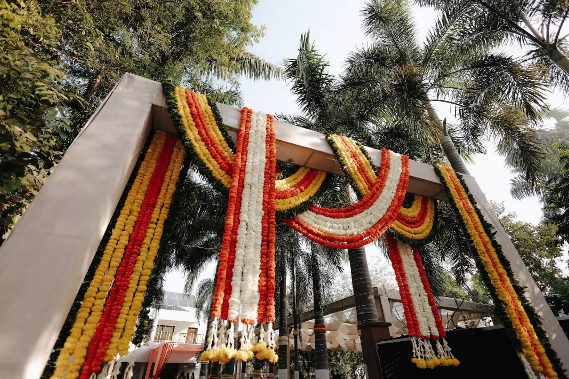 Traditional marigold mandap flowers