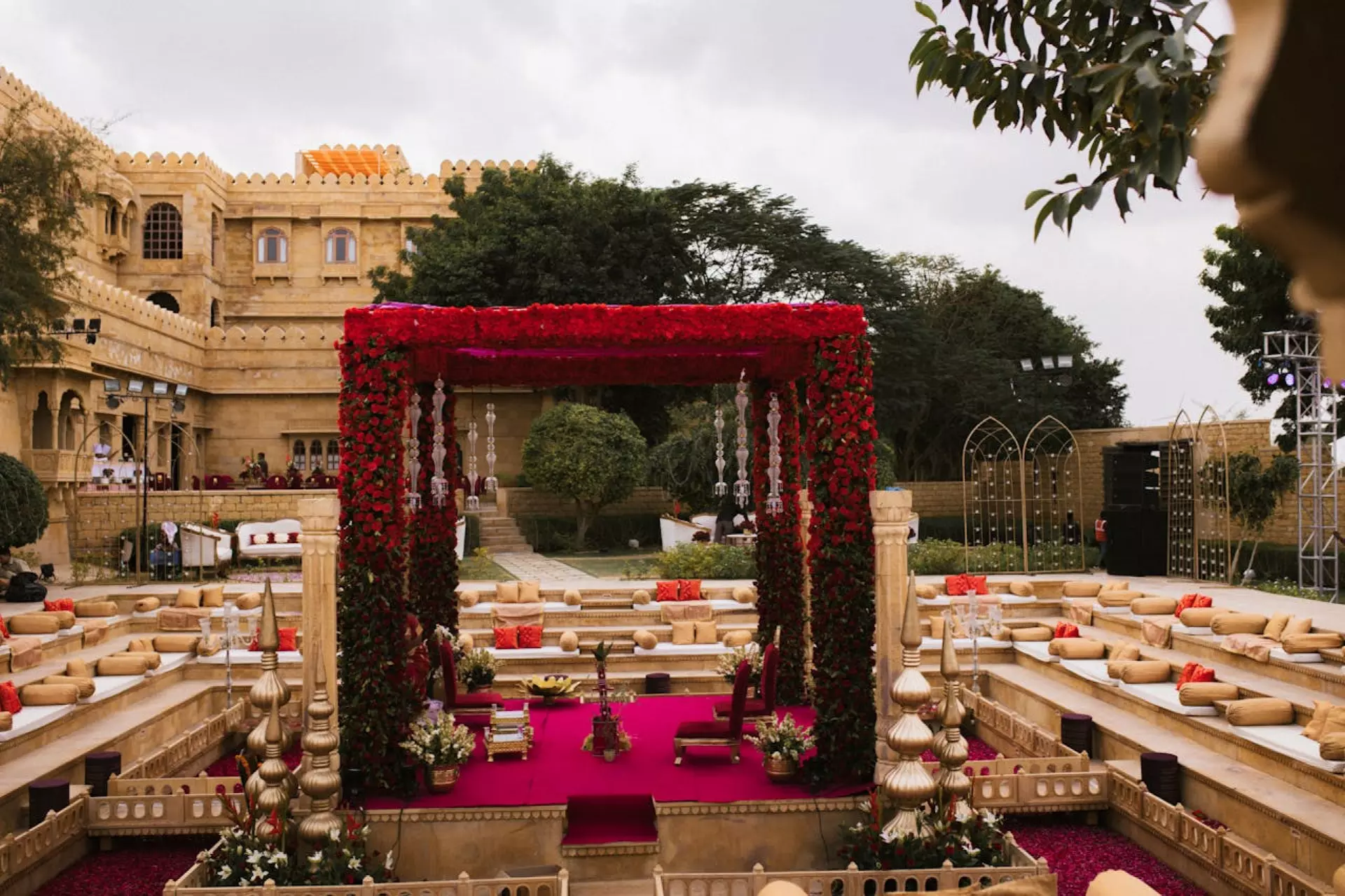 Wedding mandap rose decoration